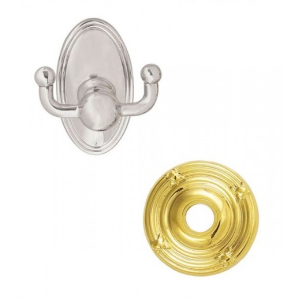 Emtek Traditional Brass Double Hook w/Ribbon & Reed Rosette