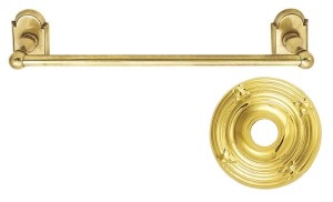 Emtek 24" Traditional Brass Towel Bar w/Ribbon & Reed Rosette