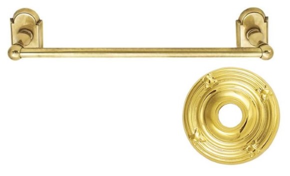 Emtek 24" Traditional Brass Towel Bar w/Ribbon & Reed Rosette