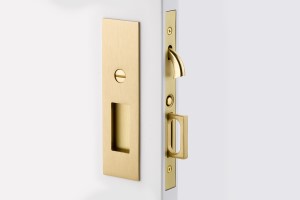 Emtek 2153 Narrow Modern Rectangular Keyed Pocket Door Mortise Lock
