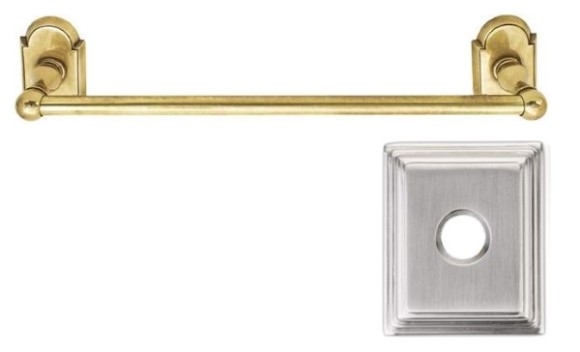 Emtek 12" Traditional Brass Towel Bar w/Quincy Rosette