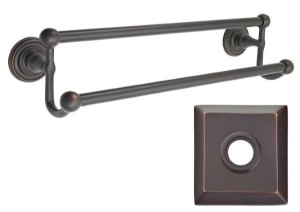Emtek 18" Traditional Brass Double Towel Bar w/Quincy Rosette