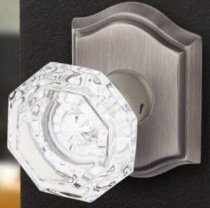 Crystal Knob Passage Set with Traditional Arch Rose