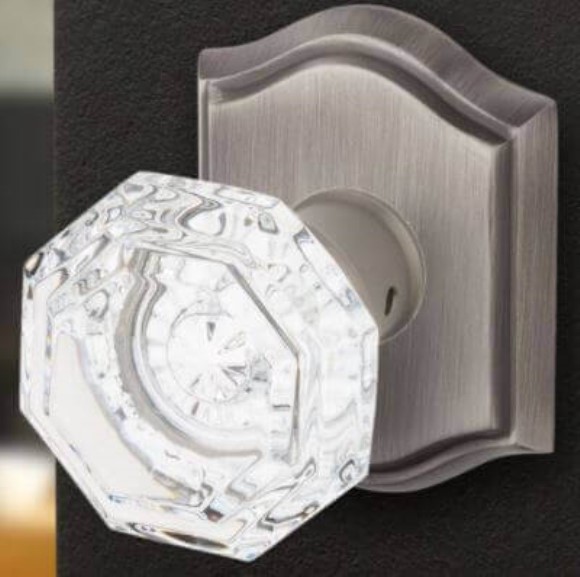 Crystal Knob Passage Set with Traditional Arch Rose