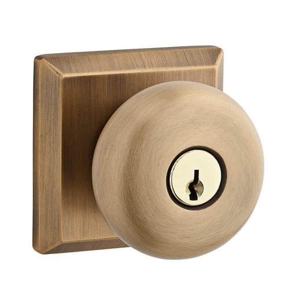 Keyed Entry Round Knob with Traditional Square Rose
