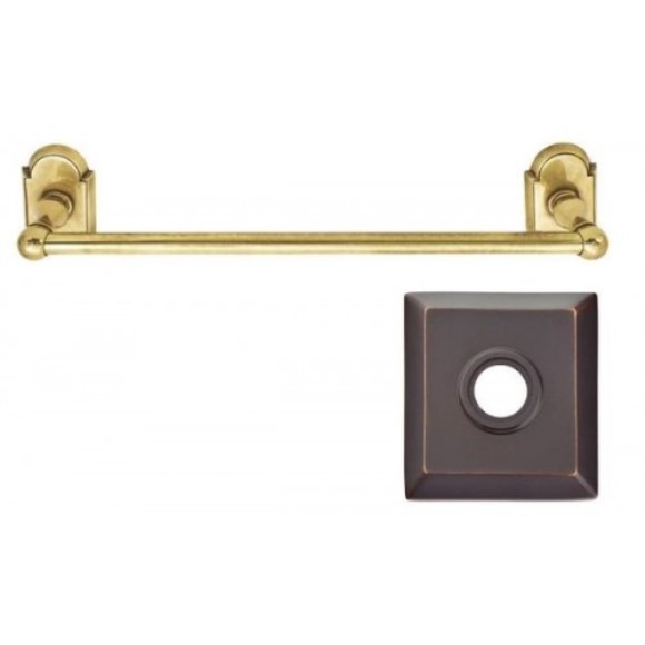 Emtek 24" Traditional Brass Towel Bar w/Quincy Rosette