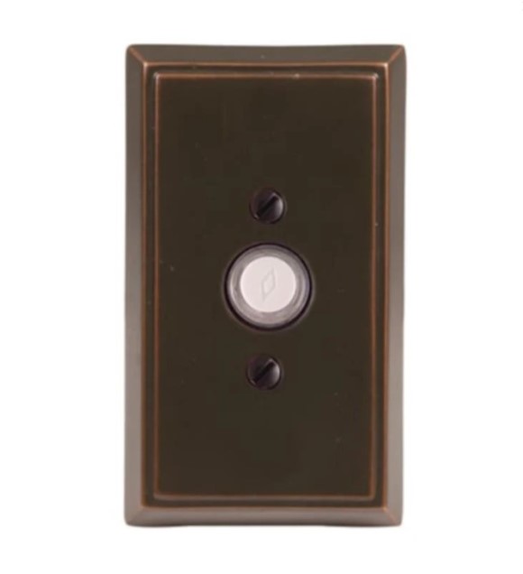 Emtek 2403 Brass Bell Button with Rectangular Rosette