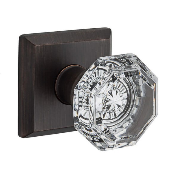 Crystal Knob Privacy Set with Traditional Square Rose
