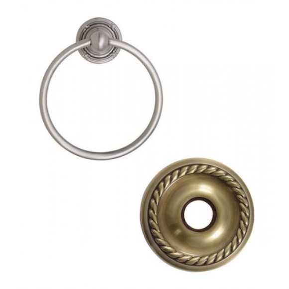 Emtek Traditional Brass Towel Ring w/ Rope Rosette