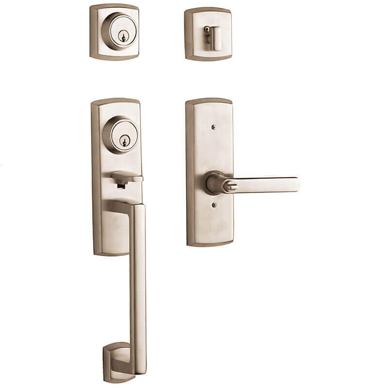 Baldwin      Soho 2-Point Lock Single Cylinder Satin Chrome Left-Handed Door Handleset with Soho Door Lever